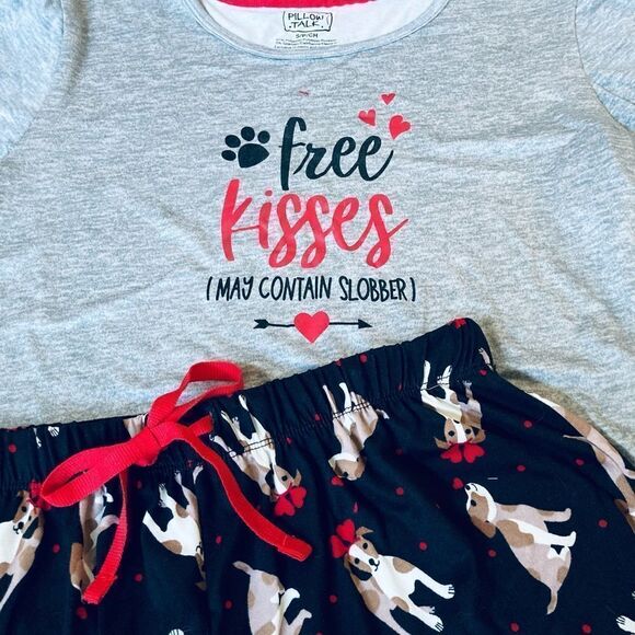 New 3-pc Valentine Dogs Pajamas Sleep Shorts Set S - Picture 2 of 4